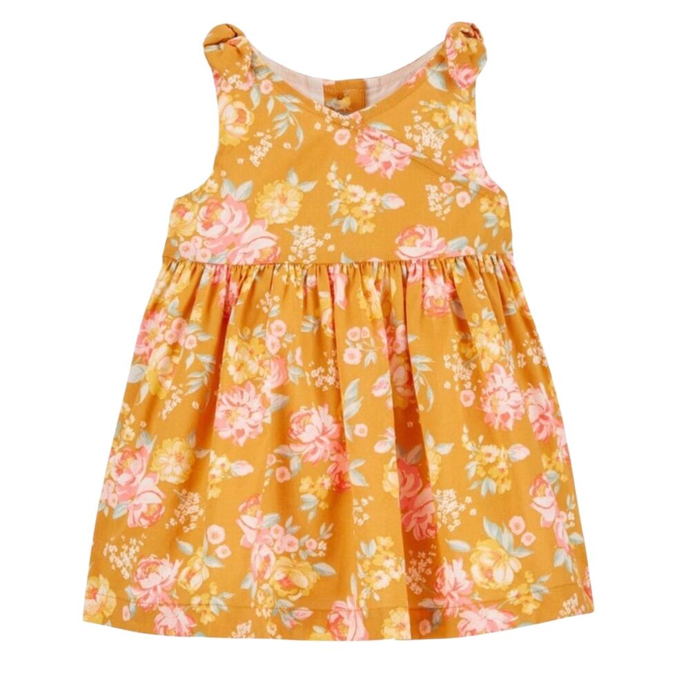 OshKosh B'Gosh Sleeveless Cotton Gold Floral Dress Size 5T